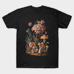 Cottagecore flowers and mushrooms T-Shirt